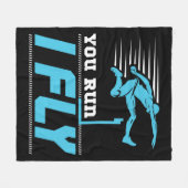 ハードル走私はハードラーのトラックフィールドを飛行 フリースブランケット (正面(横))