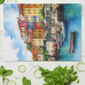 ハーバカラフルービレッジの木製ボート キッチンタオル (折り畳み)