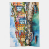 ハーバカラフルービレッジの木製ボート キッチンタオル (縦)