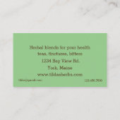 ハーバリストホーソーン植物の果実の花ハーブ 名刺 (裏面)