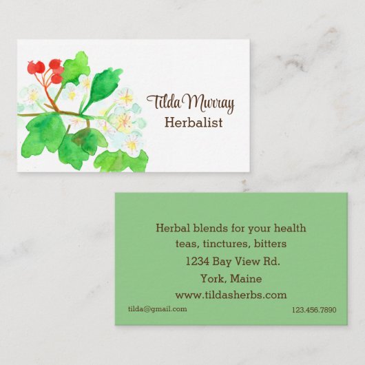 ハーバリストホーソーン植物の果実の花ハーブ 名刺 (正面/裏面)