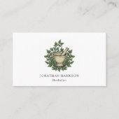 ハーバリスト図解入りの、写真付きのモルタルペスルハーブ 名刺 (正面)