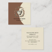 ハーバリスト図解入りの、写真付きのモルタルペッスルリーフつる植物 スクエア名刺 (正面/裏面)