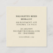 ハーバリスト図解入りの、写真付きのモルタルペッスルリーフつる植物 スクエア名刺 (裏面)