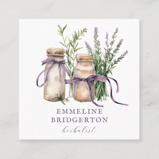 ハーバリスト水彩画 スクエア名刺 (正面)