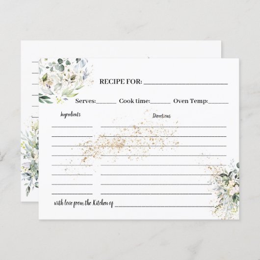 ハーバル&グリーンレシピカードブライダルシャワー (正面/裏面)