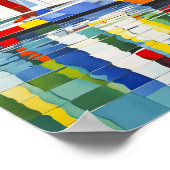 ハーバーのキュービストカラフル帆船 ポスター (角)