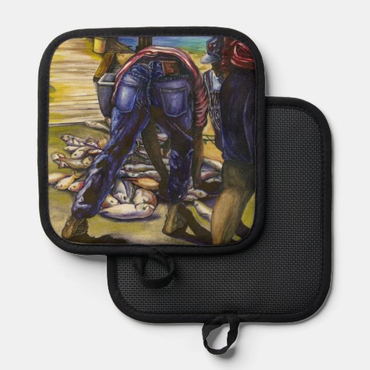 ハーバーアイランド・モーニング・キャッチ 鍋敷き (正面/裏面)