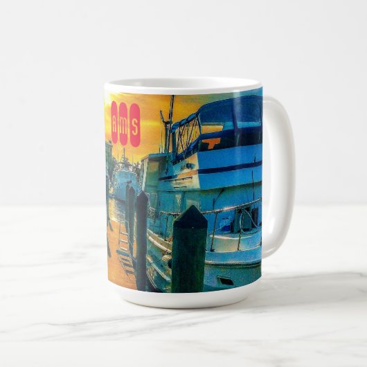 ハーバーサンセットのボート コーヒーマグカップ (正面右)