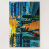 ハーバーサンセットのボート ジグソーパズル (縦)