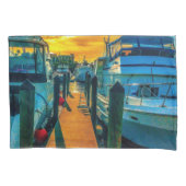 ハーバーサンセットのボート 枕カバー (正面左)