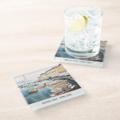 ハーバーサンタルシアナポリItaly水彩旅行 ガラスコースター (アングル)