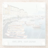 ハーバーサンタルシアナポリItaly水彩旅行 ガラスコースター (裏面)