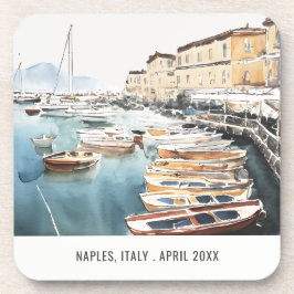 ハーバーサンタルシアナポリItaly水彩旅行 コースター