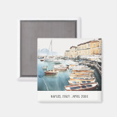 ハーバーサンタルシアナポリItaly水彩旅行 マグネット (正面/裏面)