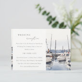 ハーバーシースケープウェディングレセプションで沿岸のボート エンクロージャーカード (スタンド正面)