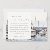 ハーバーシースケープズボートでミュートされた結婚沿岸のボート サンキューカード (正面)