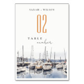 ハーバーシースケープズボートでミュートされた結婚沿岸のボート テーブルナンバー (裏面)