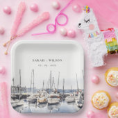 ハーバーシースケープズボートでミュートされた結婚沿岸のボート ペーパープレート (パーティー)