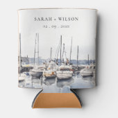 ハーバーシースケープズボートでミュートされた結婚沿岸のボート 缶クーラー (正面)