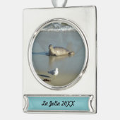 ハーバーシールアットラジョラカリフォルニア シルバープレートバナーオーナメント (左)