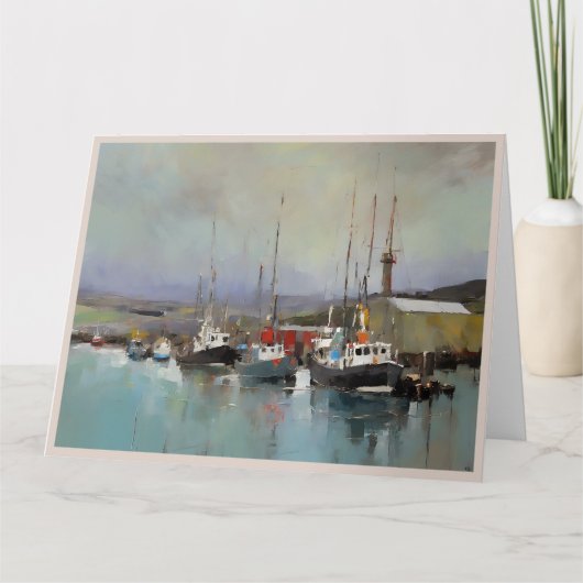 ハーバーシーン大きな折り畳みグリーティングカード カード (正面)