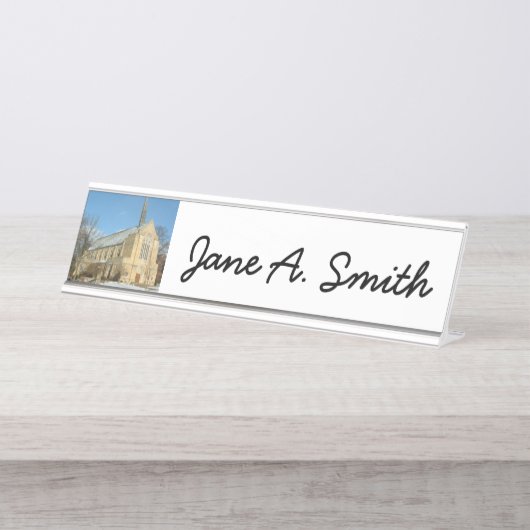 ハーバーズチャペルで冬にグローブシティカレッジ デスクネームプレート (正面)