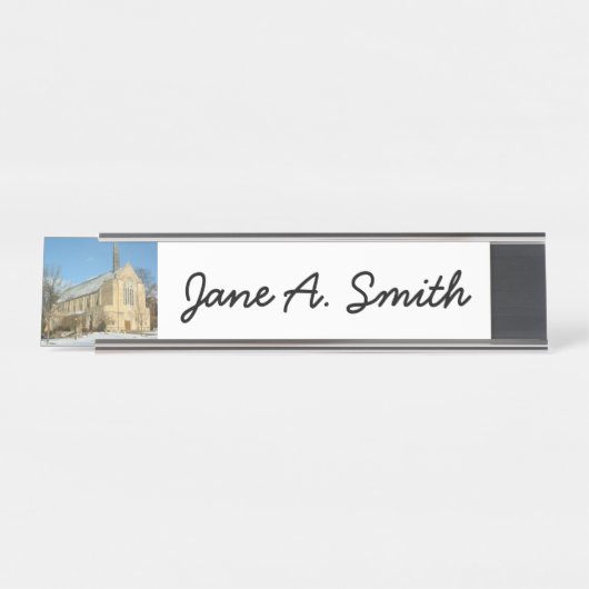 ハーバーズチャペルで冬にグローブシティカレッジ デスクネームプレート (正面)