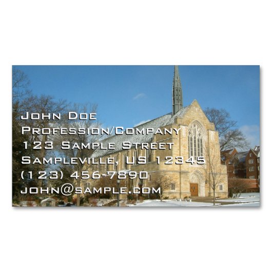 ハーバーズチャペルで冬にグローブシティカレッジ マグネット名刺 (正面)