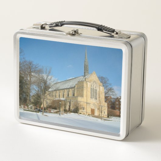 ハーバーズチャペルで冬にグローブシティカレッジ メタルランチボックス (正面)
