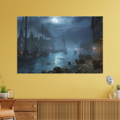 ハーバービクトリアンバイナイト：魚釣り村 キャンバスプリント (インサイチュ (リビング))