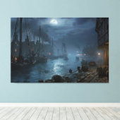 ハーバービクトリアンバイナイト：魚釣り村 キャンバスプリント (インサイチュ (ウッドフロア))