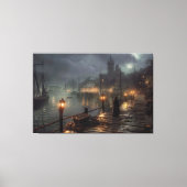 ハーバービクトリアンバイナイト:魚釣り村 キャンバスプリント (正面)