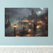 ハーバービクトリアンバイナイト:魚釣り村 キャンバスプリント (インサイチュ (ウッドフロア))