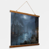 ハーバービクトリアンバイナイト：魚釣り村 吊り下げ型タペストリー (傾斜あり)