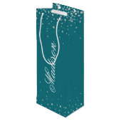 ハーバーブルーシックパーソナライズされたダイヤモンド名 ワインギフトバッグ (裏面アングル)