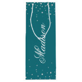 ハーバーブルーシックパーソナライズされたダイヤモンド名 ワインギフトバッグ (裏面)