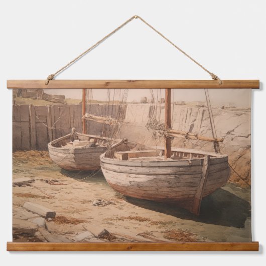 ハーバーレスト:セピア低潮 吊り下げ型タペストリー (正面)