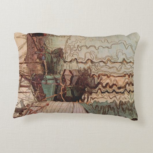 ハーバー・オブ・トリエステbyイーゴン・シエヴィンテージ・アート アクセントクッション (裏面)