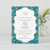 ハーバー ブルーと ゴッサマー ピンクのリハーサル ディナー 招待状 (スタンド正面)