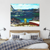 ハーバー、メイン州モンヒーガン海岸の絵画、 キャンバスプリント (インサイチュ (寝室))