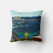 ハーバー、モネガン海岸、メーン絵画ズの クッション (裏面)