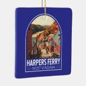 ハーパーズフェリーウェストバージニアトラベルアートヴィンテージ セラミックオーナメント (右)