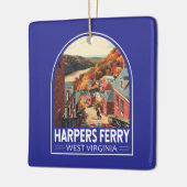 ハーパーズフェリーウェストバージニアトラベルアートヴィンテージ セラミックオーナメント (左)