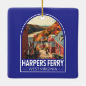 ハーパーズフェリーウェストバージニアトラベルアートヴィンテージ セラミックオーナメント (裏面)