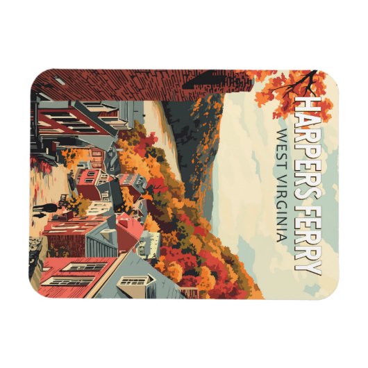 ハーパーズフェリーウェストバージニアトラベルアートヴィンテージ マグネット (横)