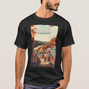 ハーパーズフェリーウェストバージニアトラベルアートヴィンテージ Tシャツ