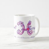 ハーパー名とはハート花Hモノグラムマグ コーヒーマグカップ (正面右)
