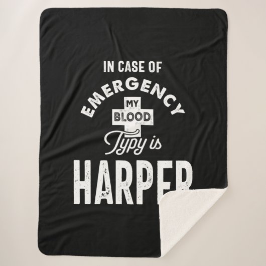 ハーパー名パーソナライズされた誕生日ギフト シェルパブランケット (正面)