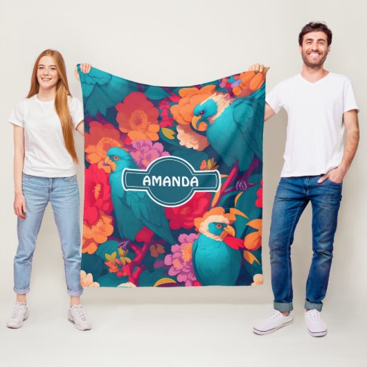 ハーピーフローラカラフルパタパーソナライズされたーン フリースブランケット (インサイチュ)